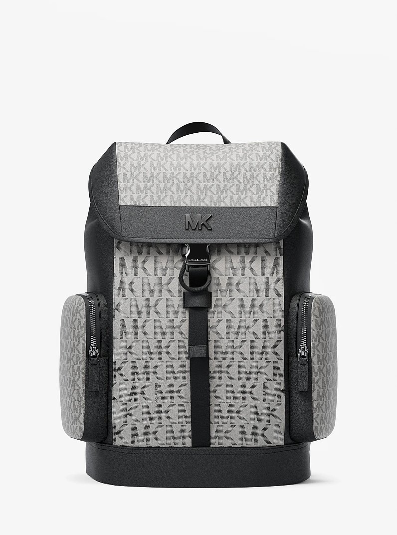 Cooper Medium Signature Logo City Backpack in PG/BLK MUL | Michael Kors