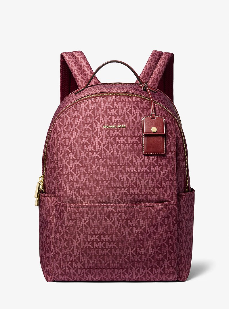 Sable Large Printed Signature Logo Backpack in MULBERRY | Michael Kors