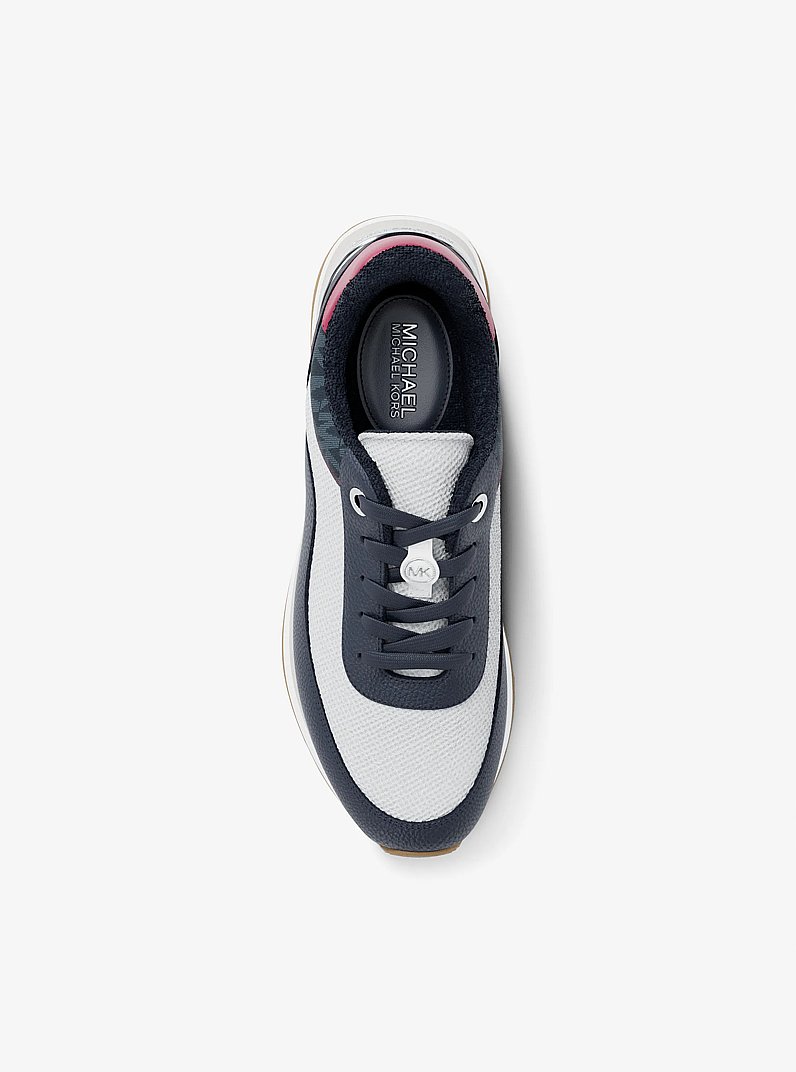Hattie Mixed-Media Trainer in NAVY | Michael Kors