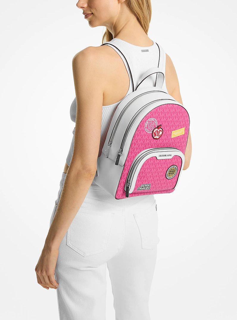 Jaycee Medium Embellished Signature Logo Backpack in DRAGONFRUIT | Michael Kors