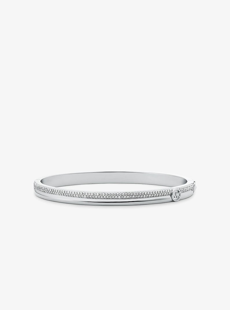 Precious Metal-Plated Brass Pav&eacute; Bangle in SILVER | Michael Kors