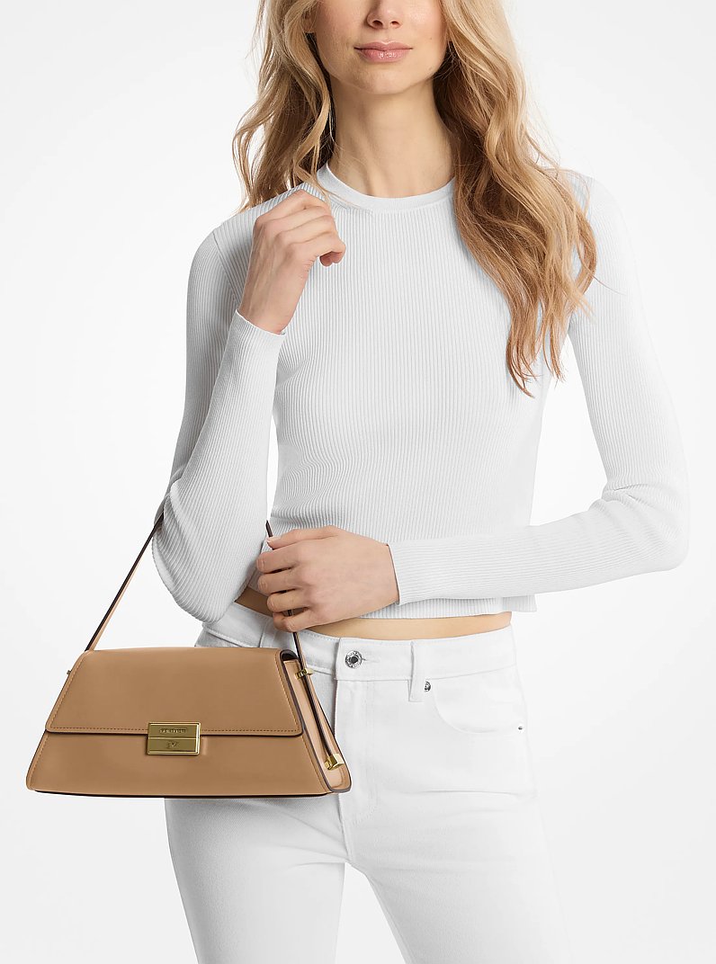 Ludlow Medium Leather Shoulder Bag in HUSK | Michael Kors