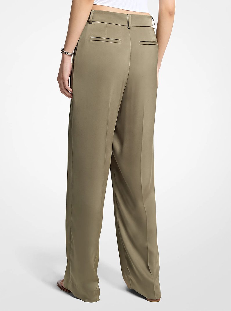 Drapey Satin Wide Leg Pants in SAFARI GREEN | Michael Kors