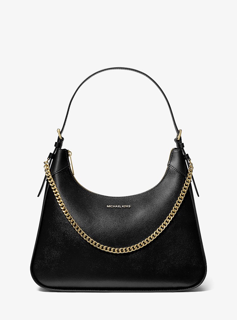 Wilma Large Leather Shoulder Bag in BLACK | Michael Kors