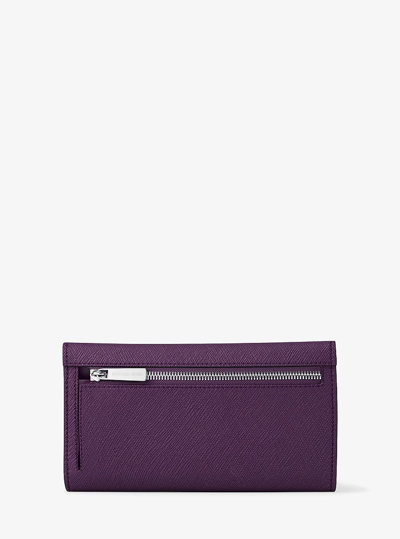 Jet Set Large Saffiano Leather Tri-Fold Wallet in PURPLE | Michael Kors