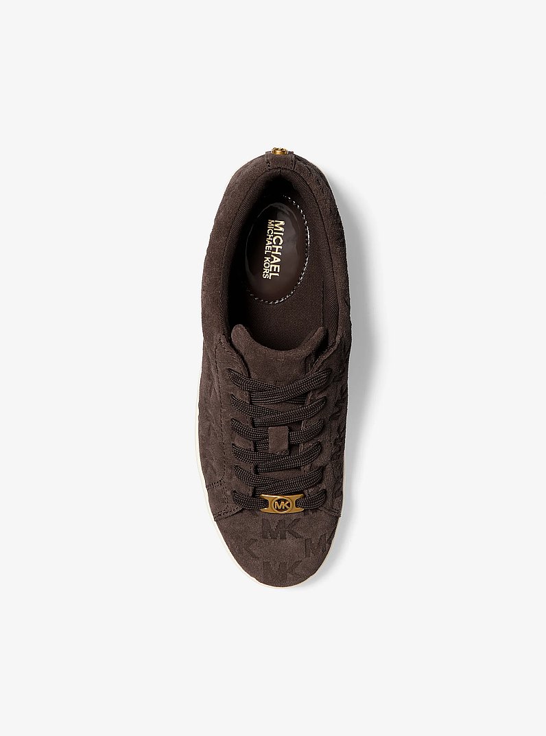 Keaton Logo-Embossed Suede Sneaker in CHOCOLATE | Michael Kors
