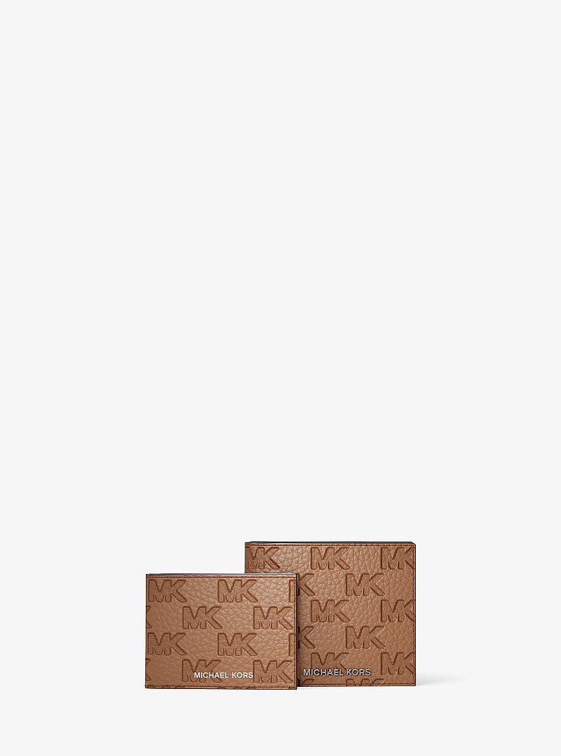 Hudson Logo Embossed Leather Billfold Wallet and Passcase in LUGGAGE | Michael Kors