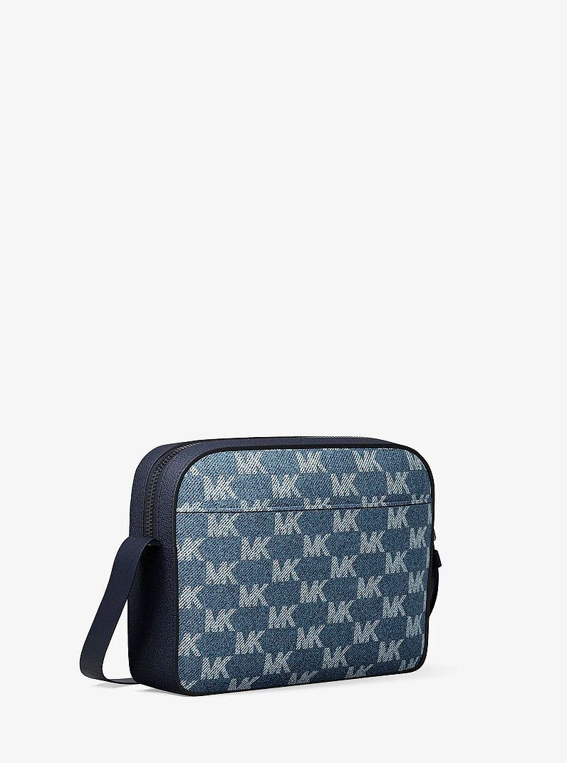 Cooper Logo Jacquard Denim Flight Bag in MEDIUM BLUE WASH | Michael Kors
