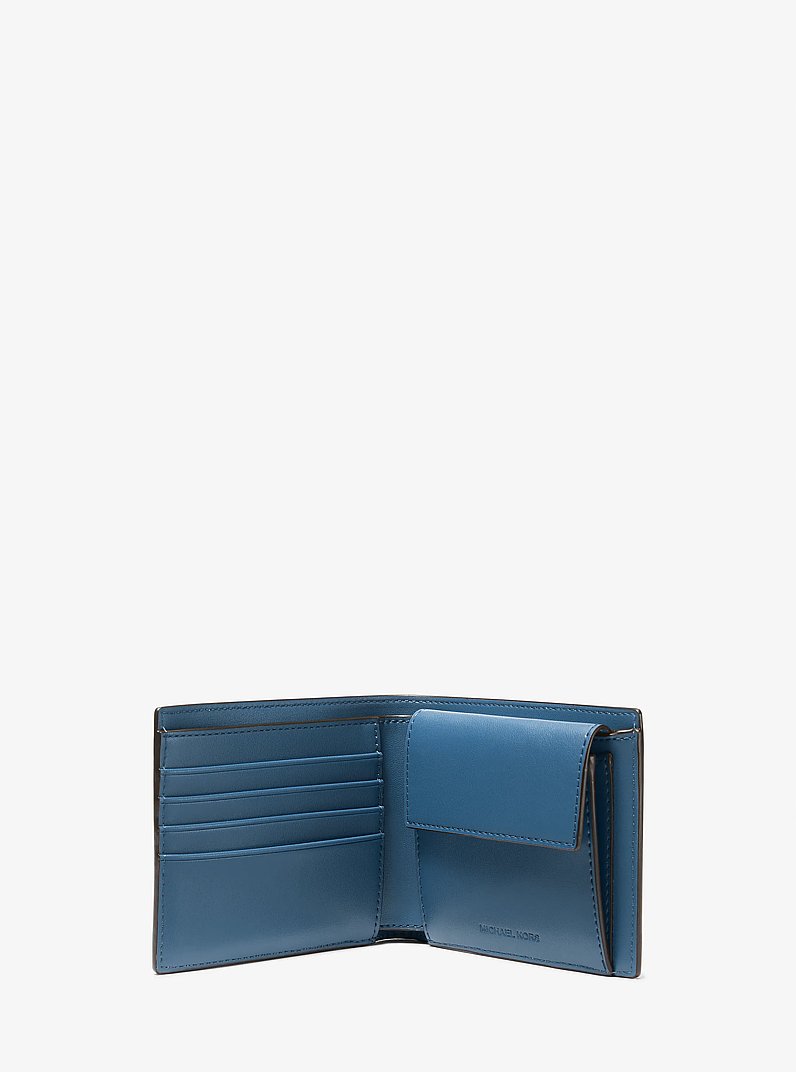 Hudson Pebbled Leather Billfold Wallet With Coin Pouch in DK CHAMBRAY | Michael Kors
