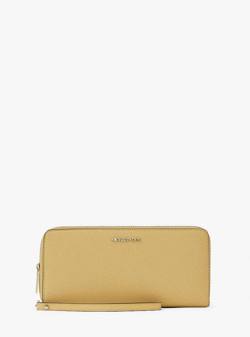 Jet Set Travel Large Pebbled Leather Wristlet in HONEY | Michael Kors
