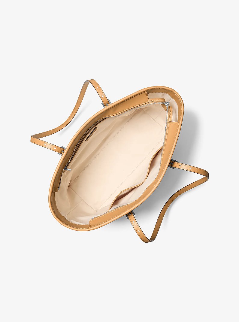 Quinn Large Two-Tone Canvas Tote Bag in PEANUT | Michael Kors