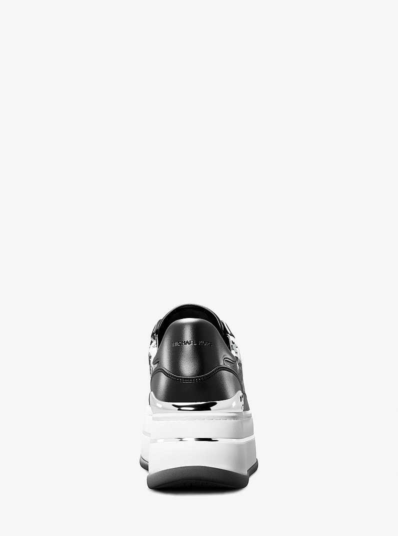 Hayes Leopard Logo and Leather Platform Sneaker in BLACK COMBO | Michael Kors