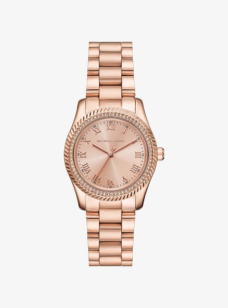 Mini Lexington Pav&eacute; Rose Gold-Tone Watch in ROSE GOLD | Michael Kors