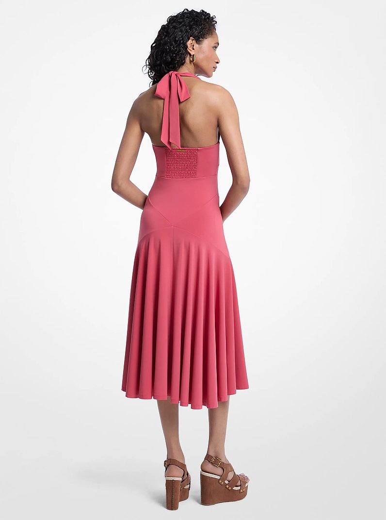 Stretch Matte Jersey Halter Midi Dress in LT BERRY SORBET | Michael Kors