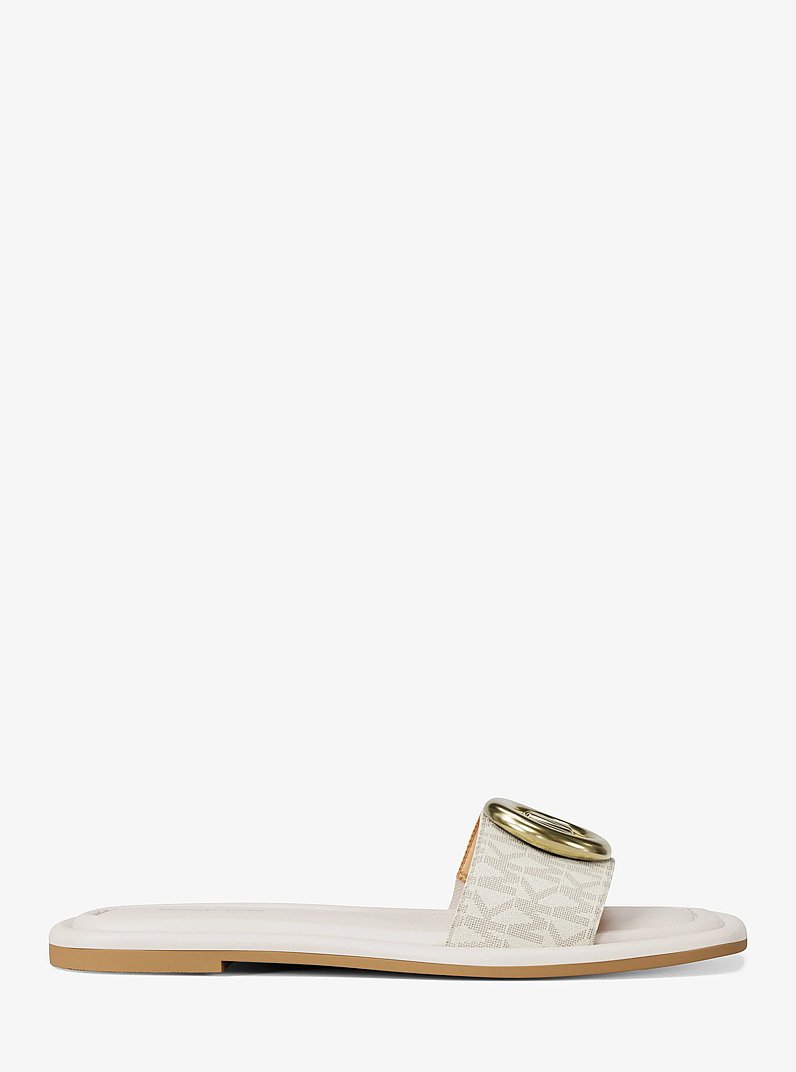 Milan Signature Logo Slide Sandal in VANILLA | Michael Kors