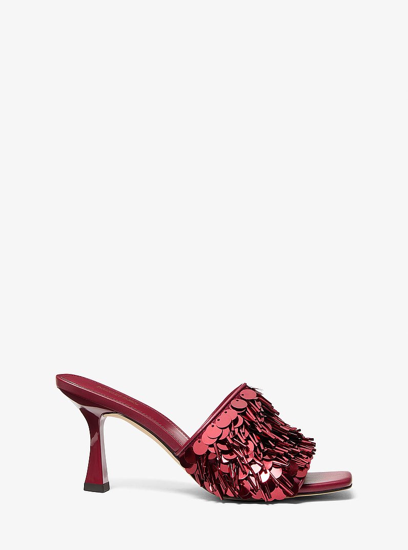 Tessa Sequin Embellished Mule in DEEP RED | Michael Kors