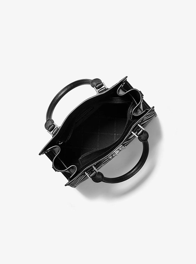 Petit sac &agrave; main Hamilton en poils de veau &agrave; imprim&eacute; de z&egrave;bre in NOIR | Michael Kors