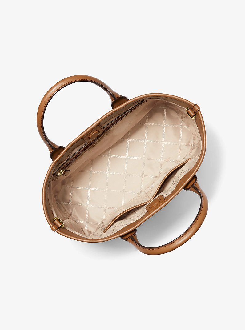 Luisa Medium Signature Logo Satchel in BROWN/LUGGAGE | Michael Kors