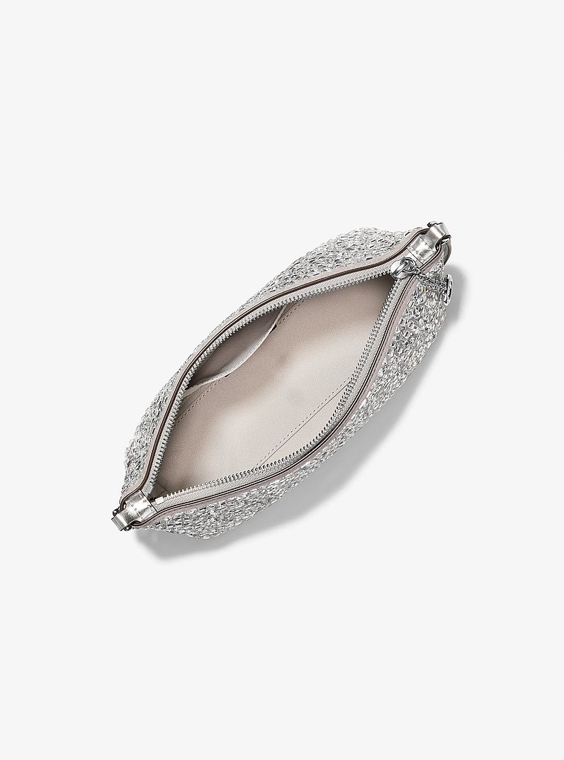 Laila Small Mirror Embellished Pochette in NICKEL | Michael Kors