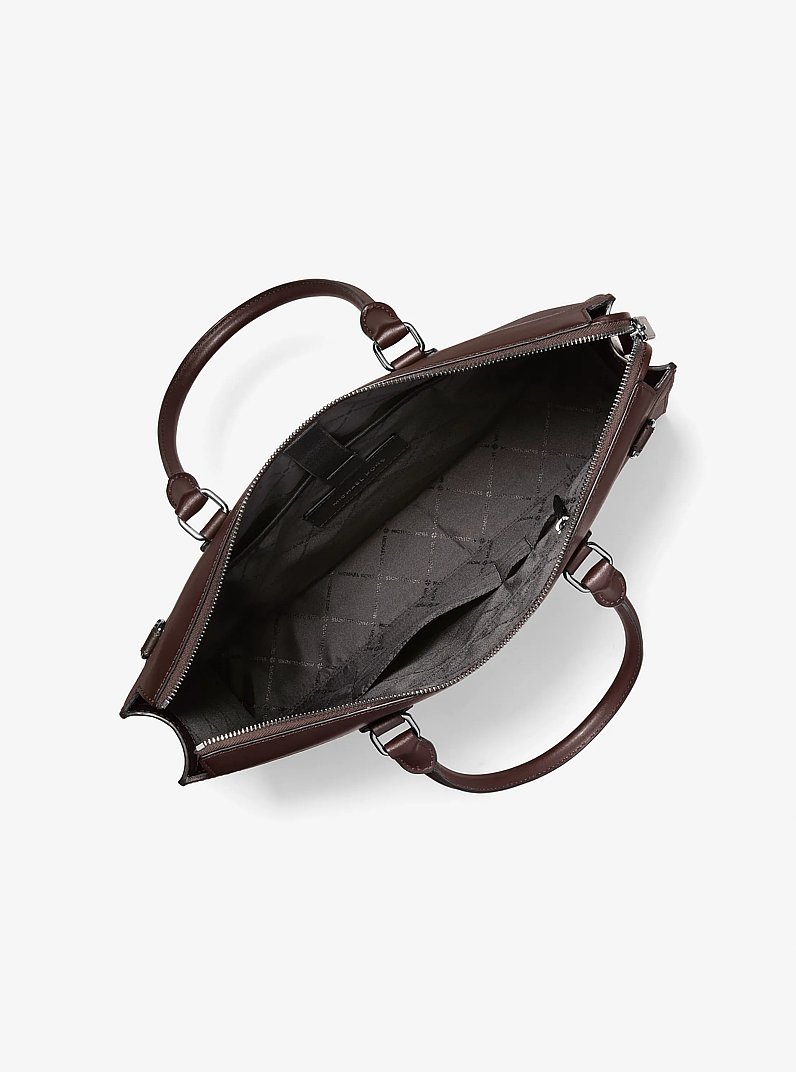 Edison Medium Scratch-Resistant Leather Briefcase in CHOCOLATE | Michael Kors