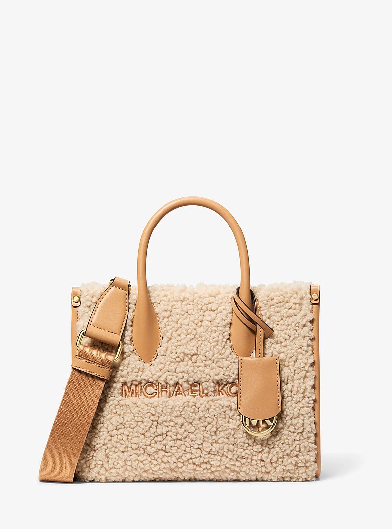 Mirella Small Faux Shearling Crossbody Bag in PEANUT | Michael Kors