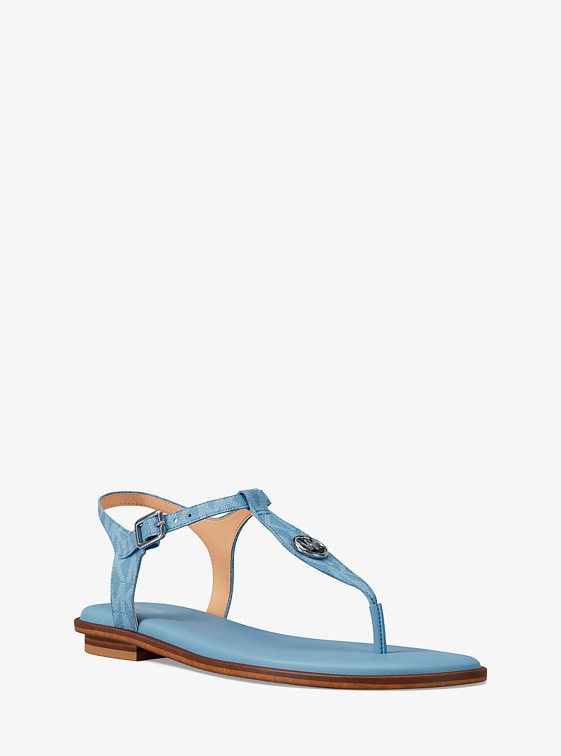 Sandale Mallory &agrave; bride en T et &agrave; logo Signature in BLEU CIEL CLAIR | Michael Kors