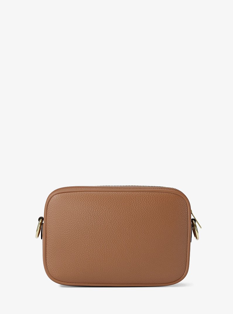 Jet Set Large Pebbled Leather Camera Crossbody Bag in LUGGAGE | Michael Kors