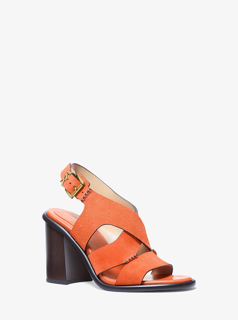 Raven Suede Block Heel Sandal in MIMOSA | Michael Kors