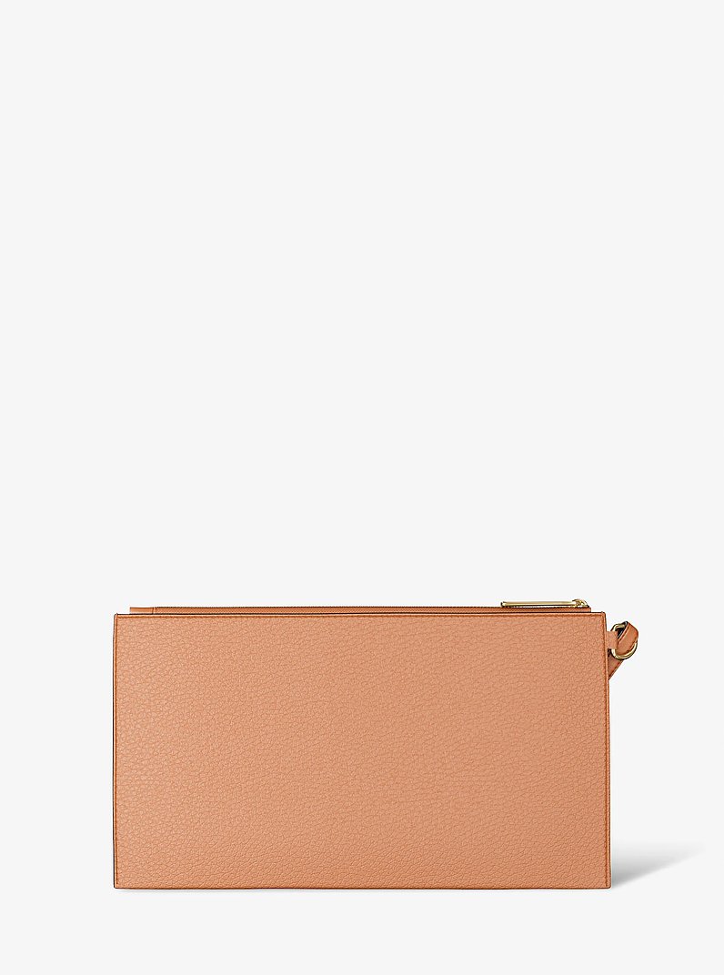Jet Set Large Studded Pebbled Leather Wristlet in LUGGAGE | Michael Kors