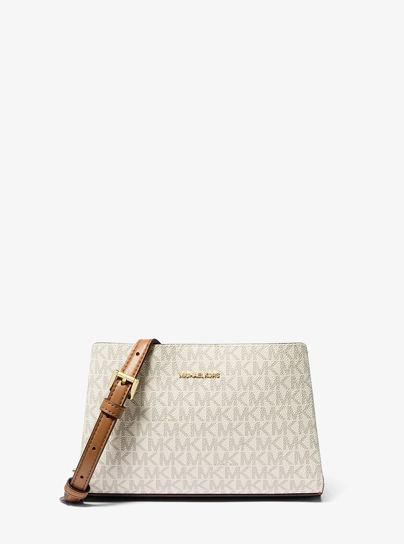 Umh&auml;ngetasche Ruthie Small mit Signature-Logomuster in VANILLE/EICHELBRAUN | Michael Kors
