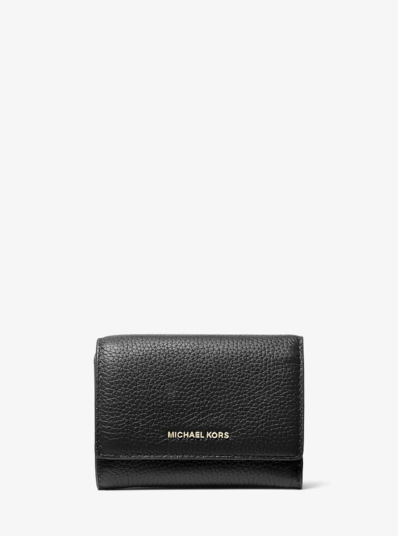 Bryant Medium Pebbled Leather Wallet in BLACK | Michael Kors
