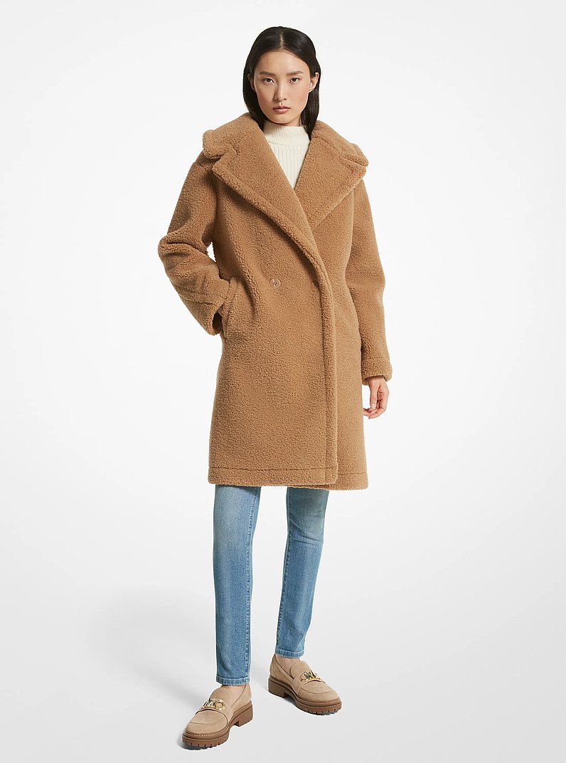 Sherpa Teddy Coat in CAMEL | Michael Kors