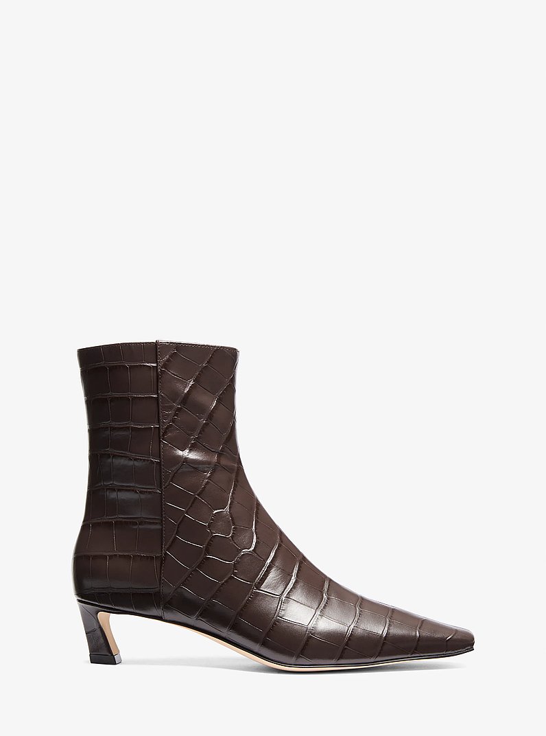 Cosmo Crocodile Embossed Leather Boot in CHOCOLATE | Michael Kors