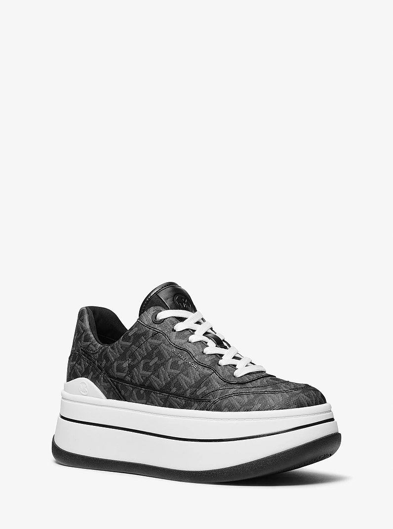 Hayes Empire Signature Logo Platform Sneaker in BLACK | Michael Kors