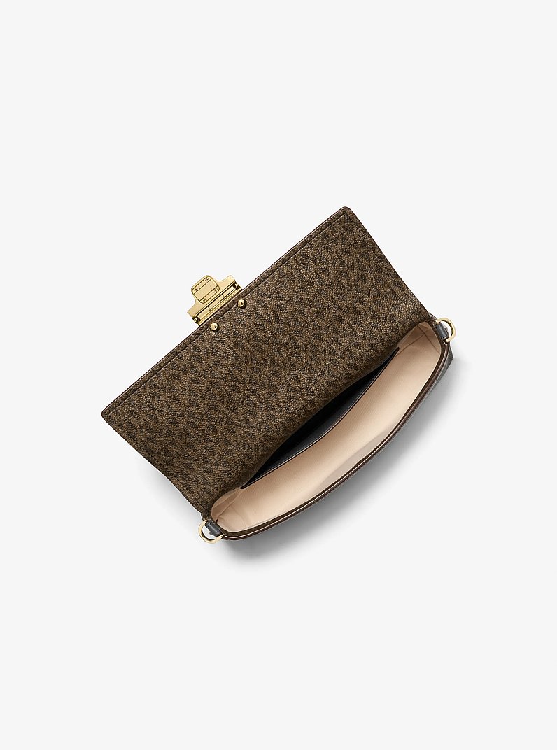 Bolso de hombro Addie mediano transformable con logotipo in MARR&Oacute;N/NEGRO | Michael Kors
