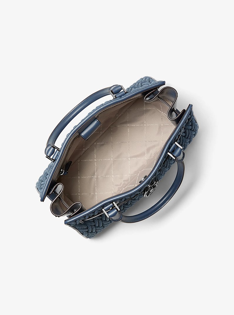 Hamilton Medium Matelass&eacute; Denim Satchel in DENIM | Michael Kors