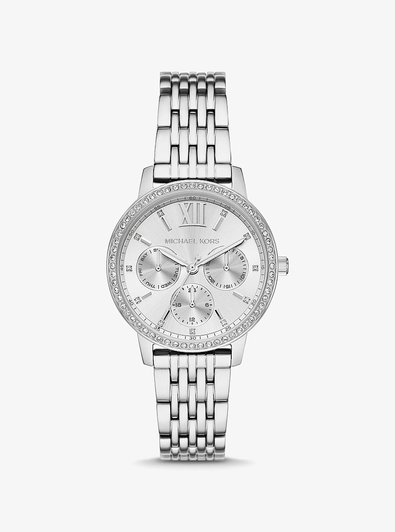 Melissa Pav&eacute; Silver-Tone Watch in SILVER | Michael Kors