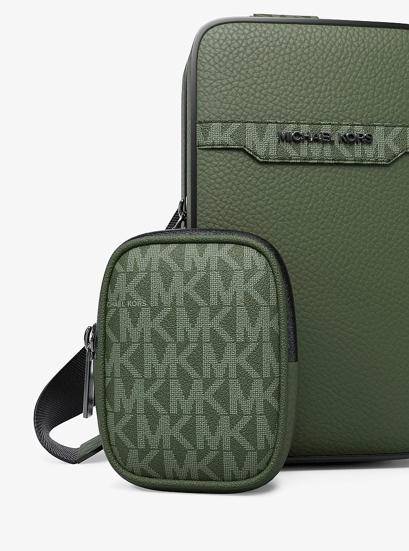 Cooper Medium Pebbled Leather and Signature Logo Sling Pack with Pouch in MOSS | Michael Kors