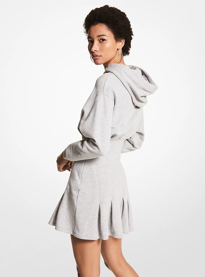 Vestido con capucha de algod&oacute;n org&aacute;nico de rizo in GRIS PERLA | Michael Kors