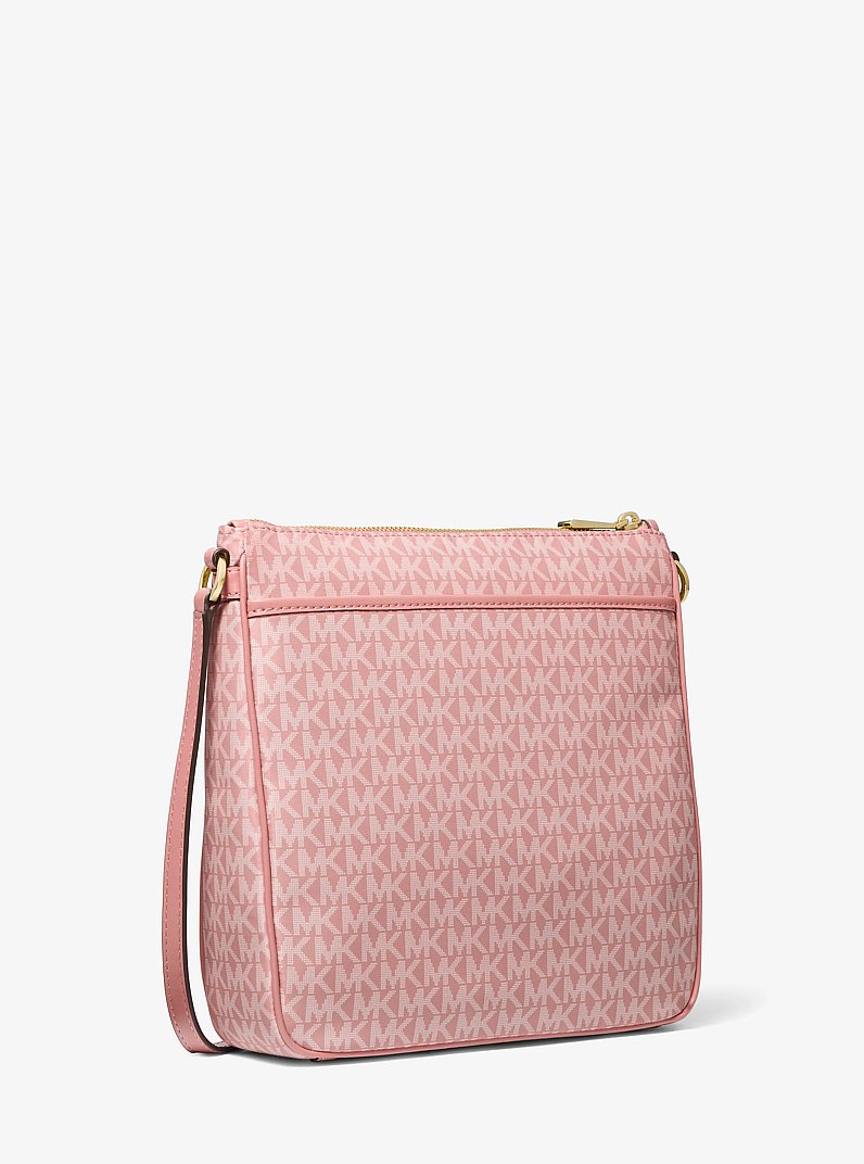 Jet Set Large Signature Logo Print Woven Crossbody Bag in SUNSET ROSE | Michael Kors