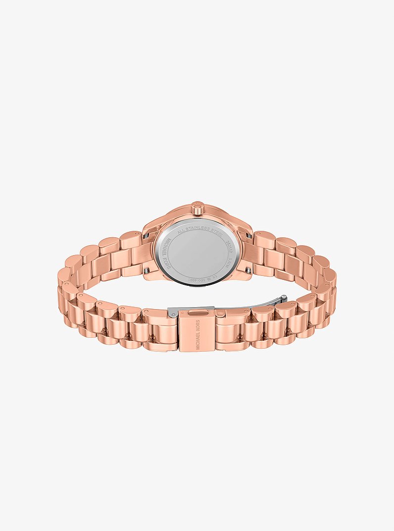 Petite Lexington Pav&eacute; Rose Gold-Tone Watch and Heart Bracelet Gift Set in ROSE GOLD | Michael Kors