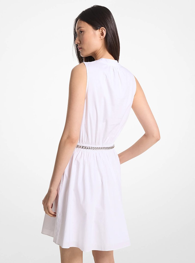 Stretch Organic Cotton Poplin Mini Dress in WHITE | Michael Kors