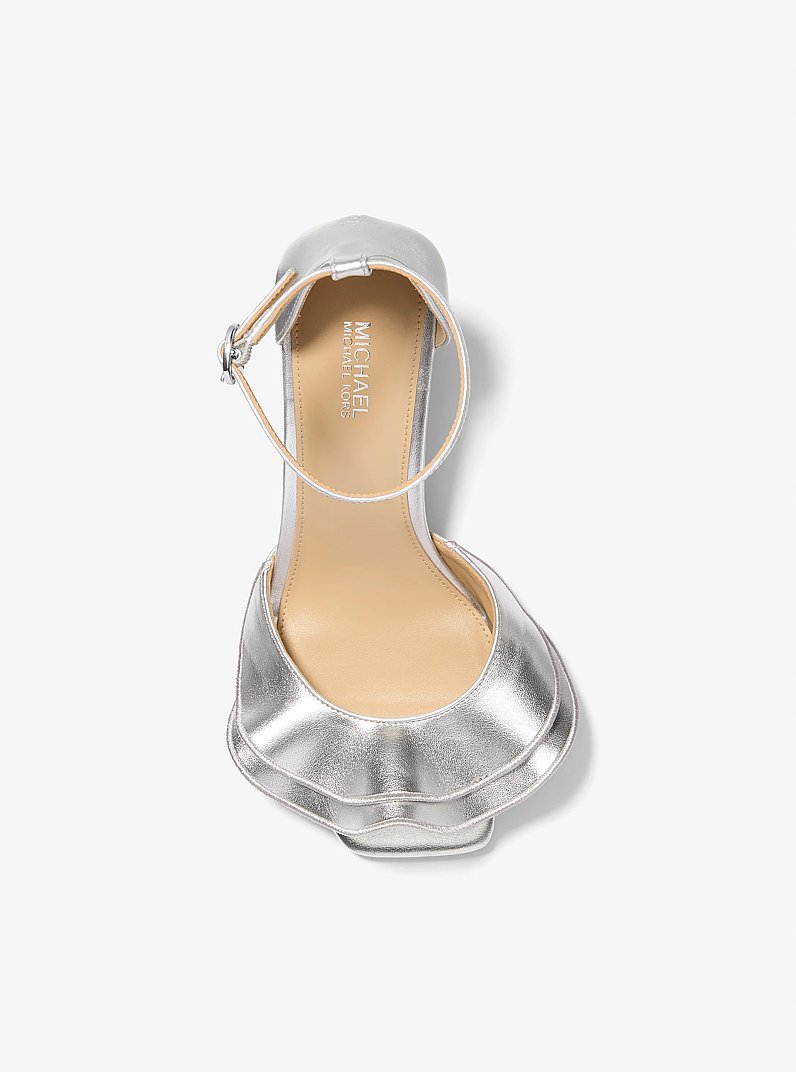 Livia Metallic Sandal in SILVER | Michael Kors