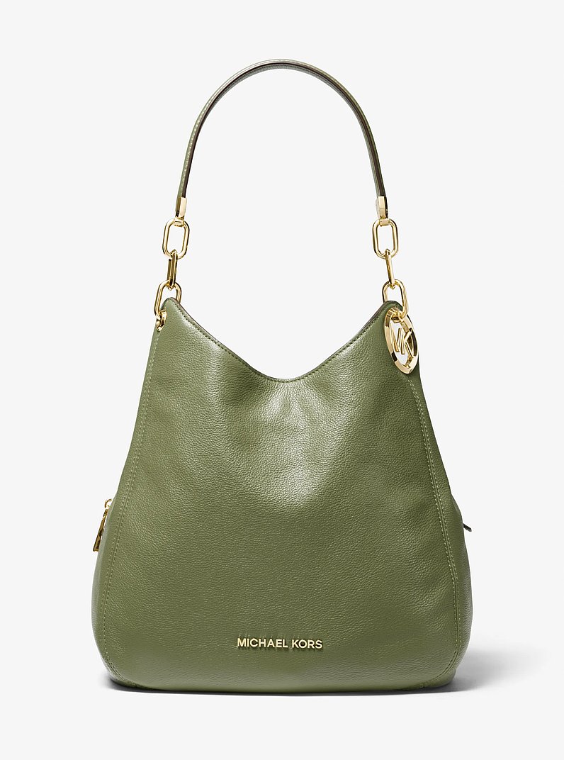 Lillie Large Pebbled Leather Shoulder Bag in BLACK - Sale