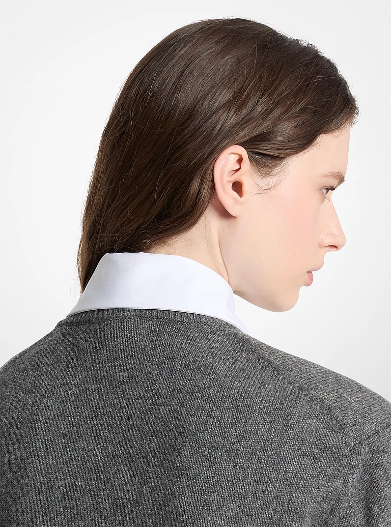 Cuello falso de popelina de algod&oacute;n in BLANCO INTENSO | Michael Kors