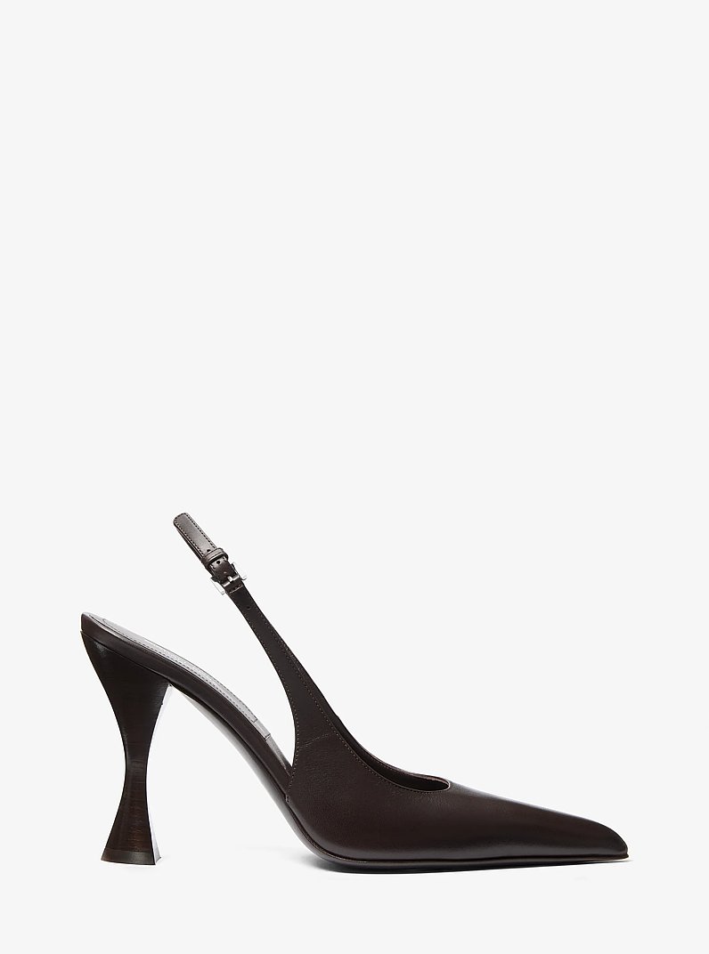 Zapato de tac&oacute;n Isabella de cuero con tal&oacute;n descubierto in CHOCOLATE | Michael Kors