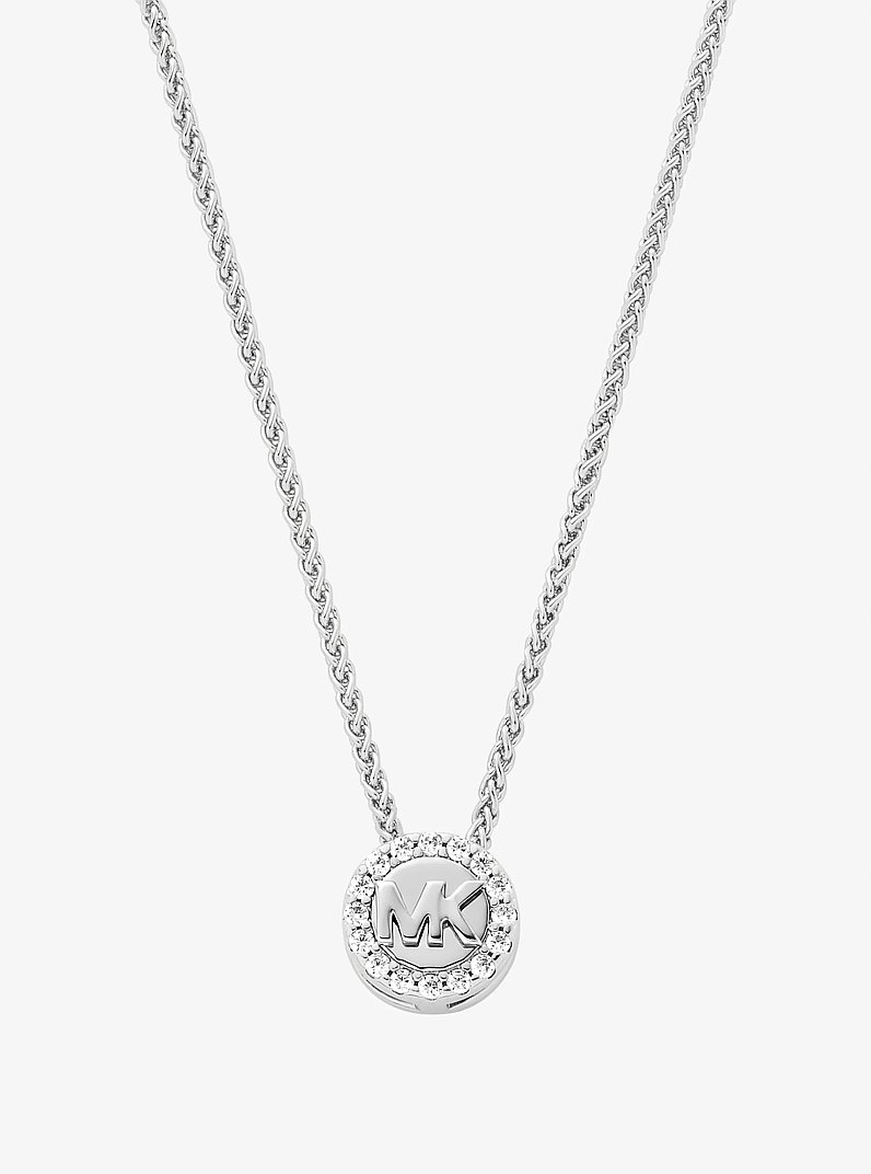 Pav&eacute; Logo Pendant Necklace in SILVER | Michael Kors