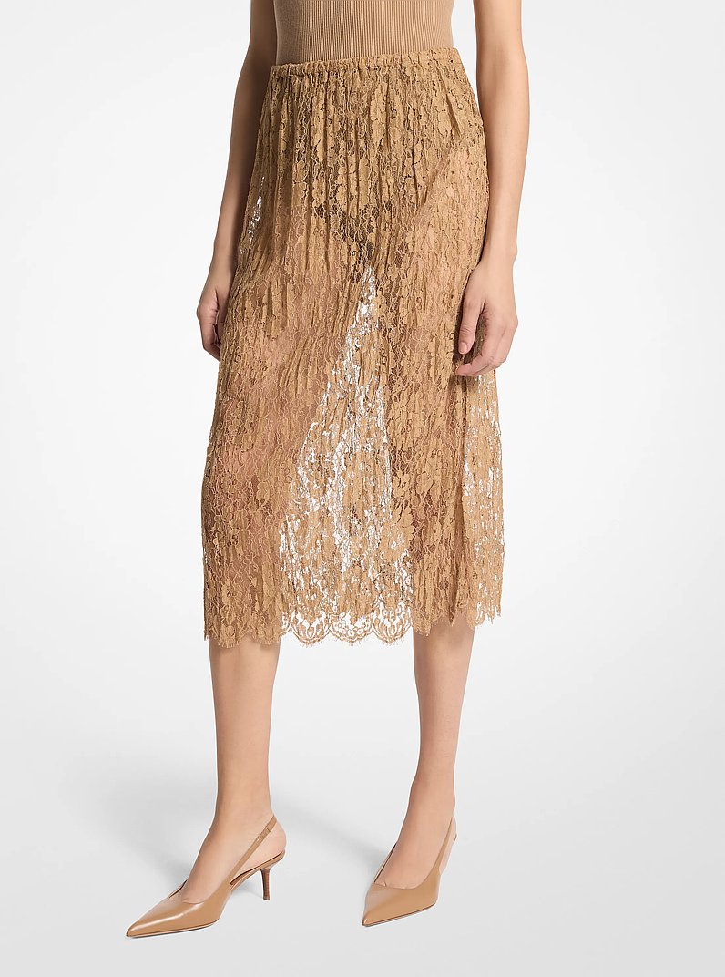 Crushed Floral Lace Slip Skirt