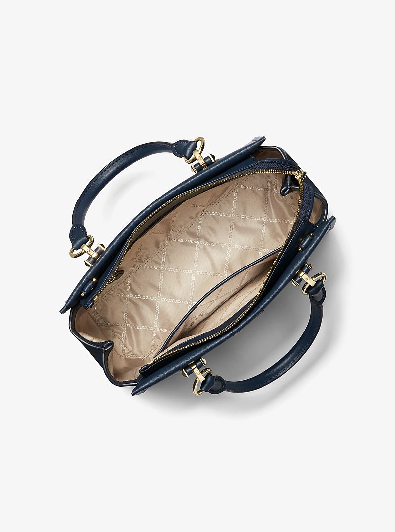Marilyn Medium Saffiano Leather Satchel in NAVY | Michael Kors