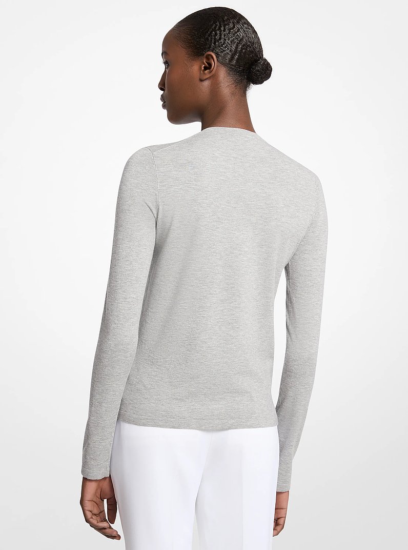 Camiseta de manga larga de viscosa el&aacute;stica in GRIS PERLA | Michael Kors